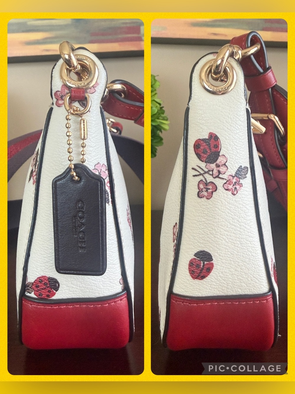 COACH C7973 🐞Ladybug Floral Print🐞 JES BAGUETTE CROSSBODY BAG 🌟EUC🌟 - Picture 7 of 17